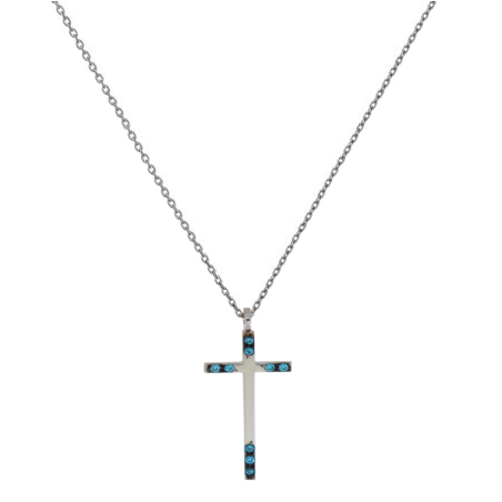 Κολιέ λευκόχρυσο 14 καρατίων σταυρουδάκι