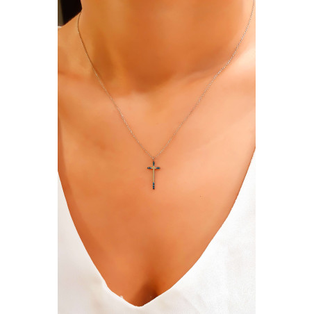 Κολιέ λευκόχρυσο 14 καρατίων σταυρουδάκι