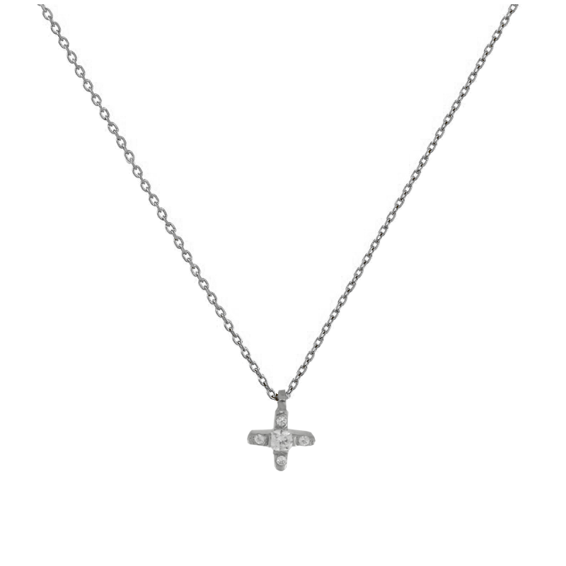 Κολιέ λευκόχρυσο 14 καρατίων σταυρουδάκι