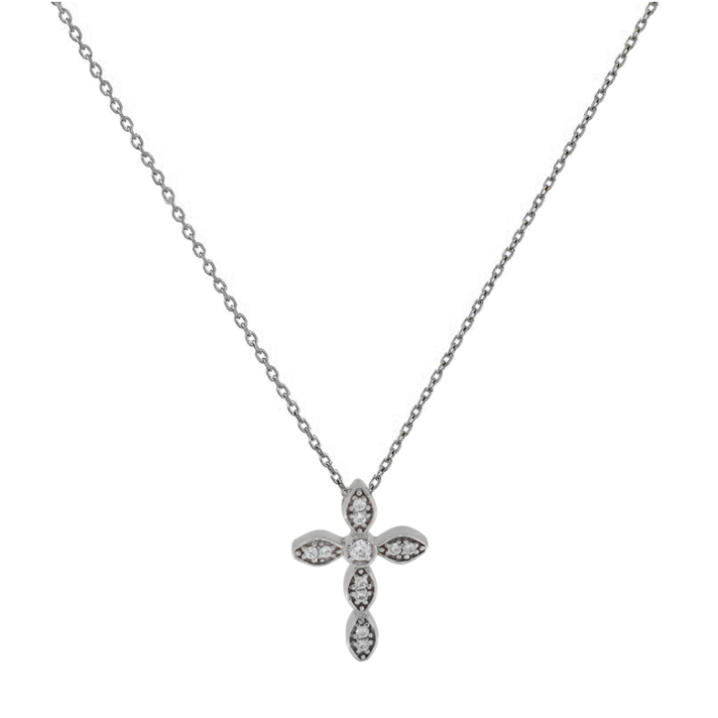 Κολιέ λευκόχρυσο 14 καρατίων σταυρουδάκι