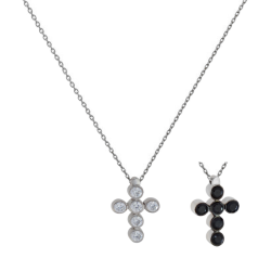 Κολιέ λευκόχρυσο 14 καρατίων σταυρουδάκι δύο όψεων