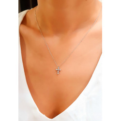 Κολιέ λευκόχρυσο 14 καρατίων σταυρουδάκι δύο όψεων