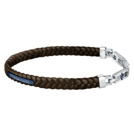 Ανδρικό βραχιόλι MASERATI ARM RING JM222AVE03 με καφέ δερμάτινο λουράκι
