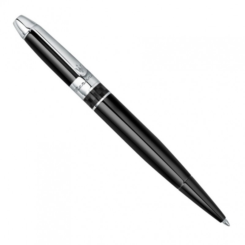 Μαύρο στυλό MASERATI PEN J880642101 με ασημένιες λεπτομέρειες