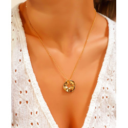 VOGUE Κολιέ μεσαίου μεγέθους, σειρά “Happiness” με κυκλικό μοτίφ, Ασήμι 925 & κίτρινο χρυσό επιμετάλλωση,