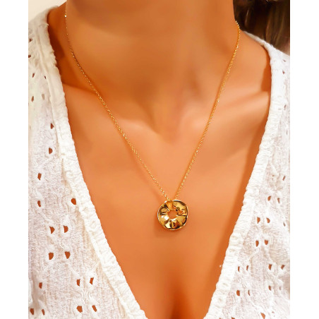 VOGUE Κολιέ μεσαίου μεγέθους, σειρά “Happiness” με κυκλικό μοτίφ, Ασήμι 925 & κίτρινο χρυσό επιμετάλλωση,