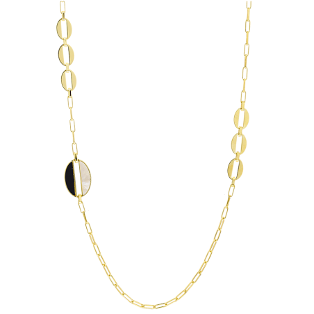 Εντυπωσιακό κολιέ από τη σειρά “Serenity” που συνδυάζει κίτρινους χρυσούς οβάλ κρίκους με τρεις μεγαλύτερους