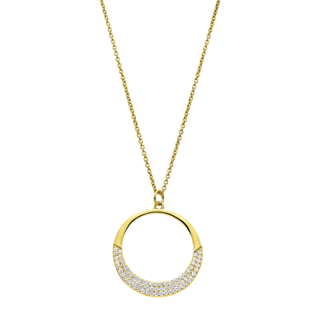 Μακρύ κολιέ με λεπτή αλυσίδα από Ασήμι 925 και κίτρινο χρυσό επιμετάλλωση 18 καρατιών της σειράς “Pave