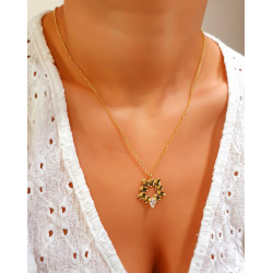 VOGUE Κολιέ, σειρά “Love” με λευκό ζιργκόν, Ασήμι 925 & κίτρινο χρυσό επιμετάλλωση