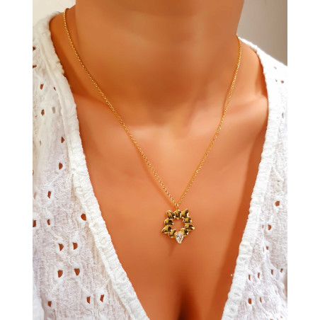 VOGUE Κολιέ, σειρά “Love” με λευκό ζιργκόν, Ασήμι 925 & κίτρινο χρυσό επιμετάλλωση