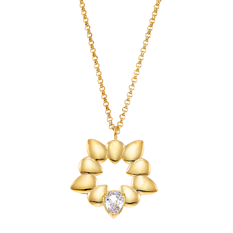 Κολιέ μεσαίου μεγέθους από τη σειρά “Love” με σχέδιο κύκλου σχηματισμένο από πέταλα λουλουδιών