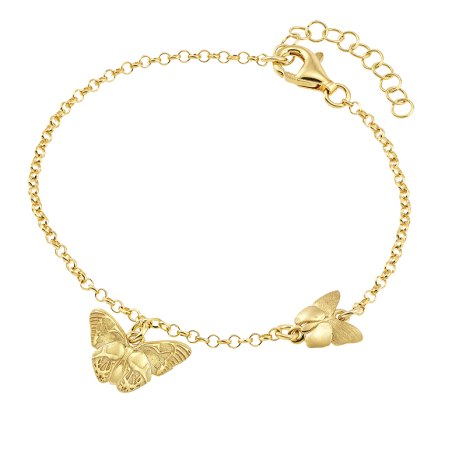 VOGUE Βραχιόλι, σειρά “Forest”, με δύο μοτίφ πεταλούδας, Ασήμι 925 & κίτρινο χρυσό επιμετάλλωση