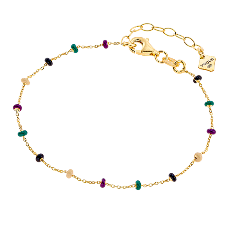 VOGUE Βραχιόλι με πολύχρωμες πέτρες, σειρά "Joy", Ασήμι 925 & κίτρινο χρυσό επιμετάλλωση