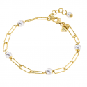 VOGUE Βραχιόλι από τη σειρά “Love” με λευκά μαργαριτάρια τα οποία στηρίζονται σε πλατιά αλυσίδα από Ασήμι 925