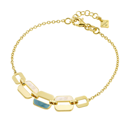 VOGUE Η εναλλαγή ιριδίζον γαλάζιου με λευκό φίλντισι καθιστά το βραχιόλι της σειράς “Serenity