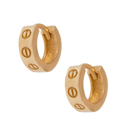 Σκουλαρίκια Κρίκοι γυναικεία Χρυσό απο 14 Καρατίων με διακοσμητικές βίδες