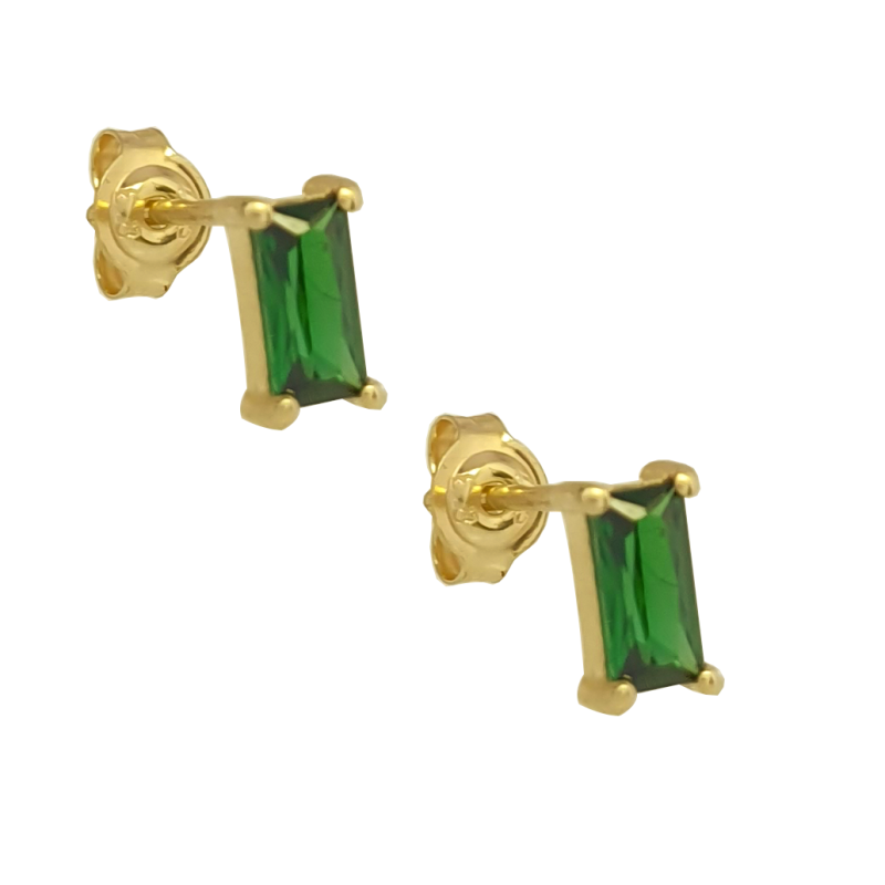 Σκουλαρίκια οβάλ γυναικεία Χρυσό απο 14 Καρατίων με πράσινα ζιργκον