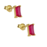 Σκουλαρίκια οβάλ γυναικεία Χρυσό απο 14 Καρατίων με κόκκινα ζιργκον