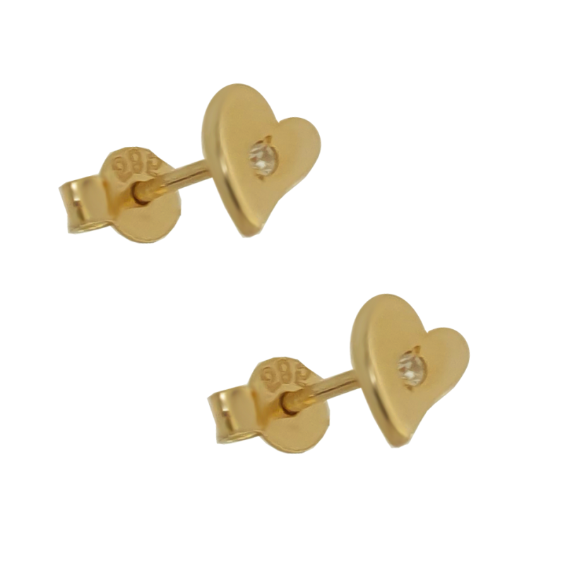 Σκουλαρίκια καρδούλα γυναικεία Χρυσό απο 14 Καρατίων με ζιργκον