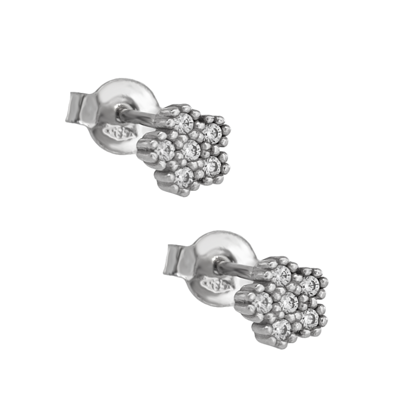 Σκουλαρίκια λουλουδάκι γυναικεία λευκόχρυσο απο 14 Καρατίων με ζιργκον