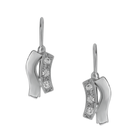 Σκουλαρίκια κρεμαστά γυναικεία λευκόχρυσο απο 14 Καρατίων με ζιργκον