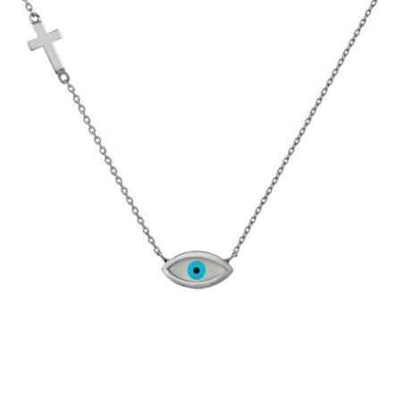 Κολιέ Λευκόχρυσο14 καρατίων ματάκι σκέτο