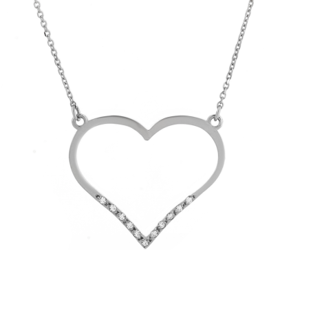 Κολιέ λευκόχρυσο 14 καρατίων καρδιά