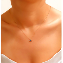 Κολιέ ροζ χρυσό 14 καρατίων ματάκι