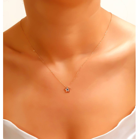 Κολιέ ροζ χρυσό 14 καρατίων ματάκι