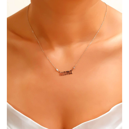 Κολιέ Λευκόχρυσο 14 καρατίων μαμά