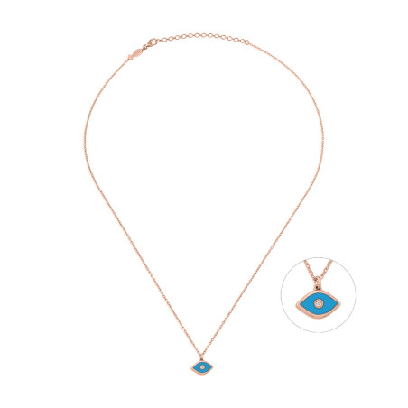 Κολιέ από ροζ χρυσό ασήμι 925 ματάκι