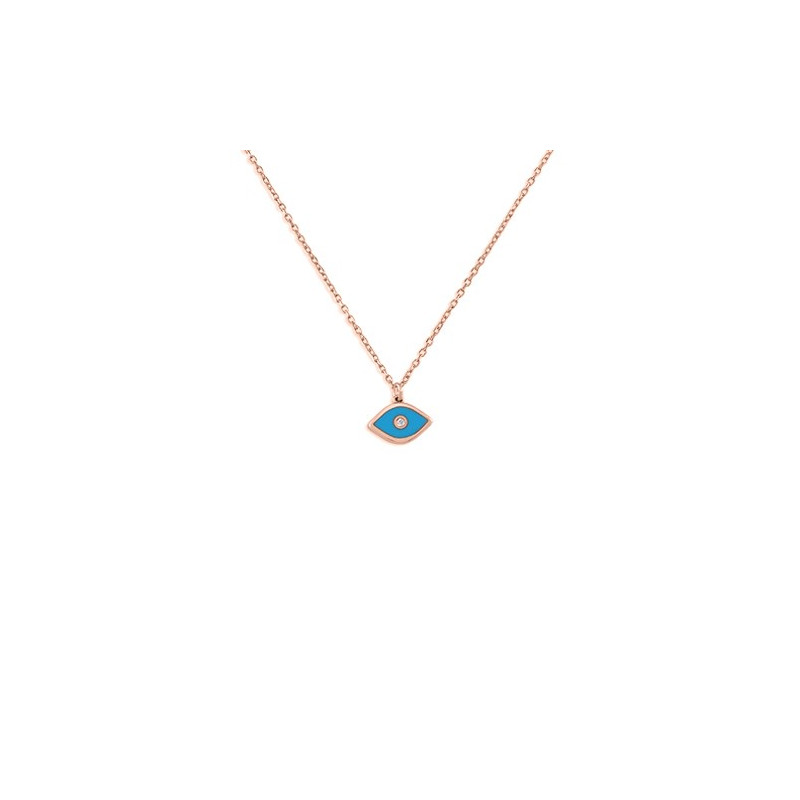 Κολιέ από ροζ χρυσό ασήμι 925 ματάκι