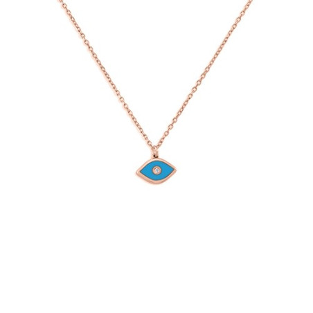 Κολιέ από ροζ χρυσό ασήμι 925 ματάκι