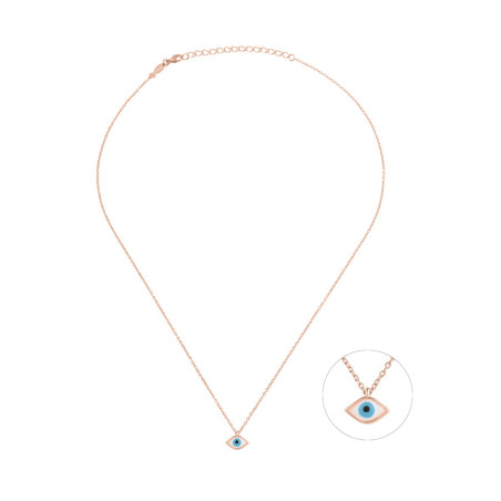 Κολιέ από ροζ χρυσό ασήμι 925 ματάκι