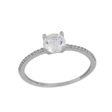 Μονόπετρο από λευκόχρυσο 14 καρατίων