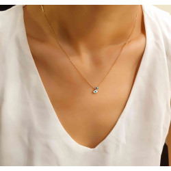 Κολιέ από ροζ χρυσό ασήμι 925 ματάκι