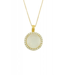 Κολιέ Ροζ Χρυσο 14 καρατίων με ζιρκον και ροζ κουρτζ -2709ΡΚ