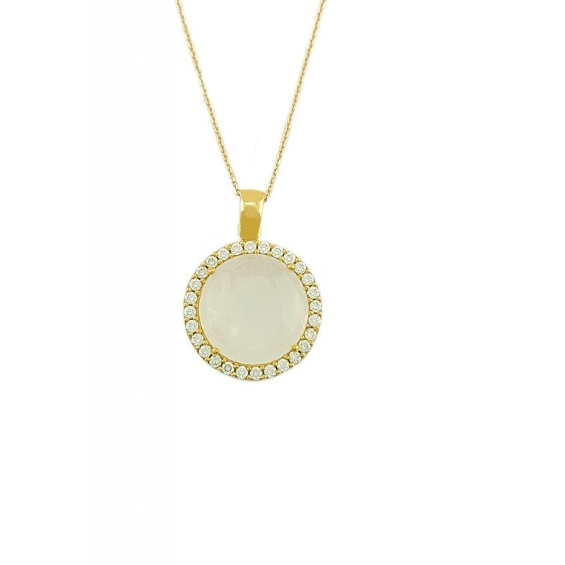 Κολιέ Ροζ Χρυσο 14 καρατίων με ζιρκον και ροζ κουρτζ -2709ΡΚ