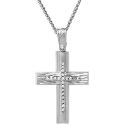 Λευκόχρυσος γυναικείος σταυρός 14 Καρατίων