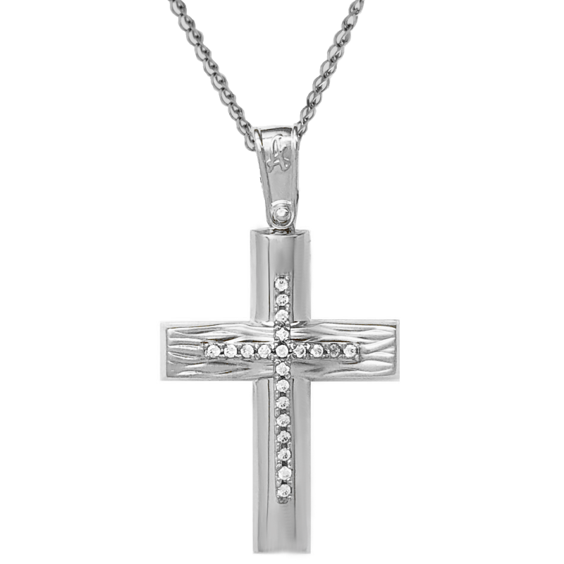 Λευκόχρυσος γυναικείος σταυρός 14 Καρατίων