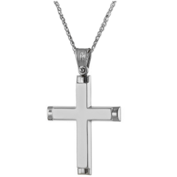 Λευκόχρυσος ανδρικός σταυρός 14 Καρατίων