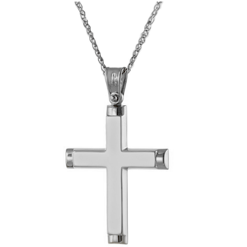 Λευκόχρυσος ανδρικός σταυρός 14 Καρατίων