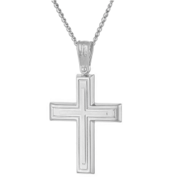 Λευκόχρυσος αντρικός σταυρός 14 Καρατίων