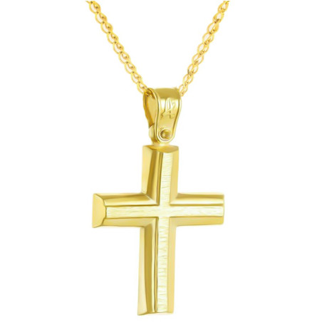 Χρυσός ανδρικός σταυρός με αλυσίδα 14 Καρατίων