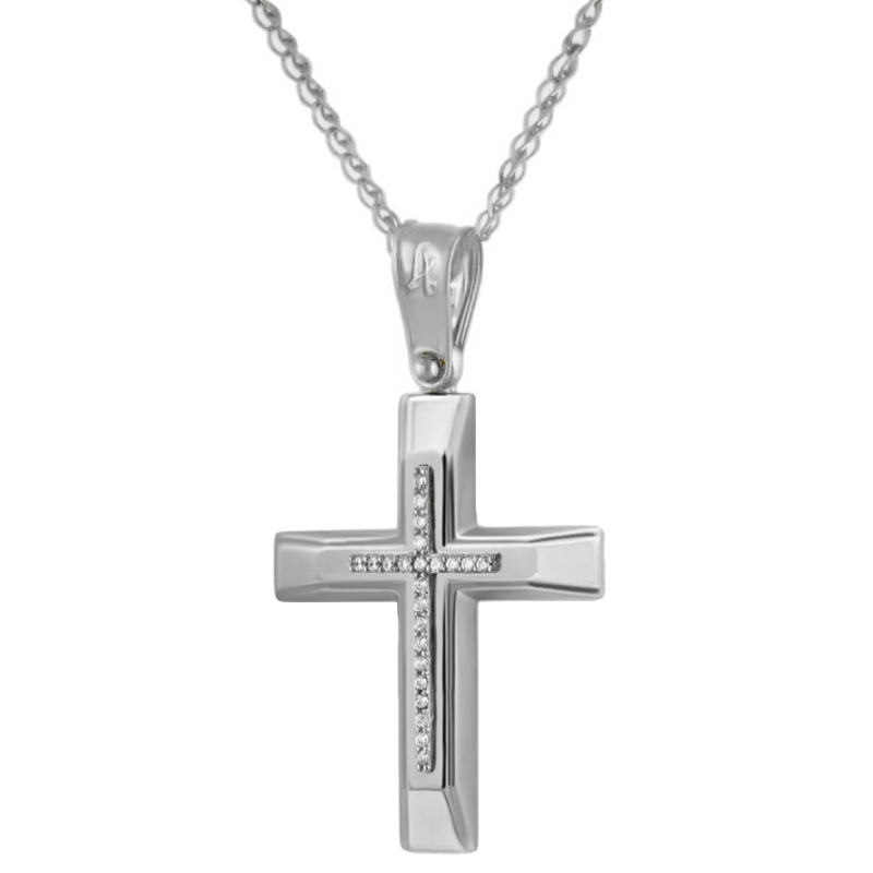 Λευκόχρυσος γυναικείος σταυρός 14 Καρατίων
