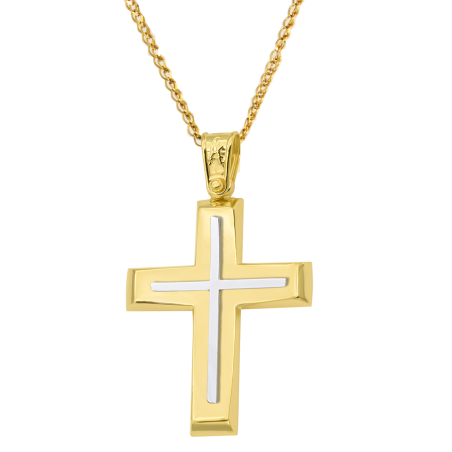 Χρυσός Ανδρικός Σταυρός Με Αλυσίδα 14 Καρατίων