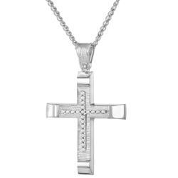 Λευκόχρυσος γυναικείος σταυρός 14 Καρατίων