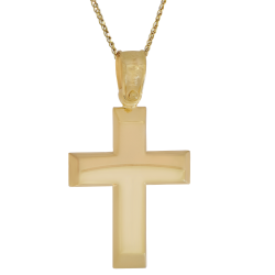 Χρυσός Ανδρικός σταυρός με αλυσίδα 14 Καρατίων