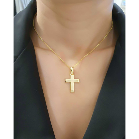 Χρυσός Ανδρικός σταυρός με αλυσίδα 14 Καρατίων