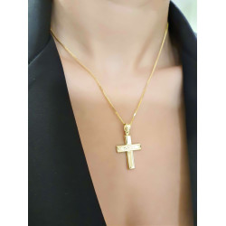 Χρυσός Ανδρικός σταυρός με αλυσίδα 14 Καρατίων